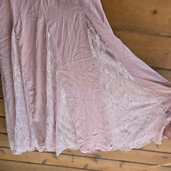 Asos Dress Dusty Rose Pink Lace Panel Midi Swing Romantic Prep NWT 6 Bridesmaid - Picture 6 of 6